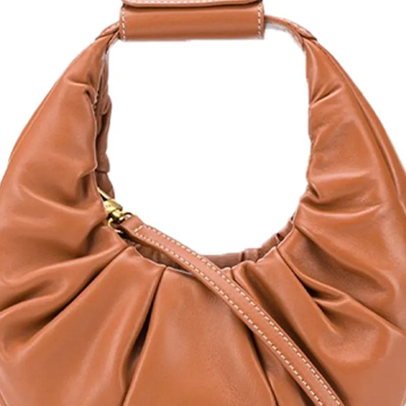 Staud Cow Leather Dumpling Bag, Crescent Bag, Hobo Bag, Handbag Mini Women's Tan-3