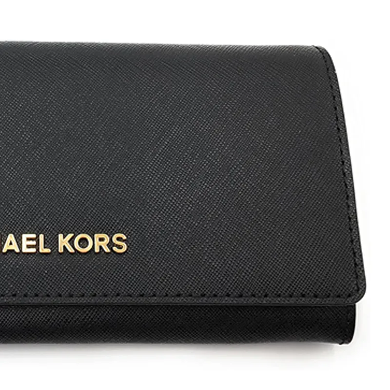 MICHAEL KORS Jet Set Travel Leather Clutch Wallet Women's Black-4