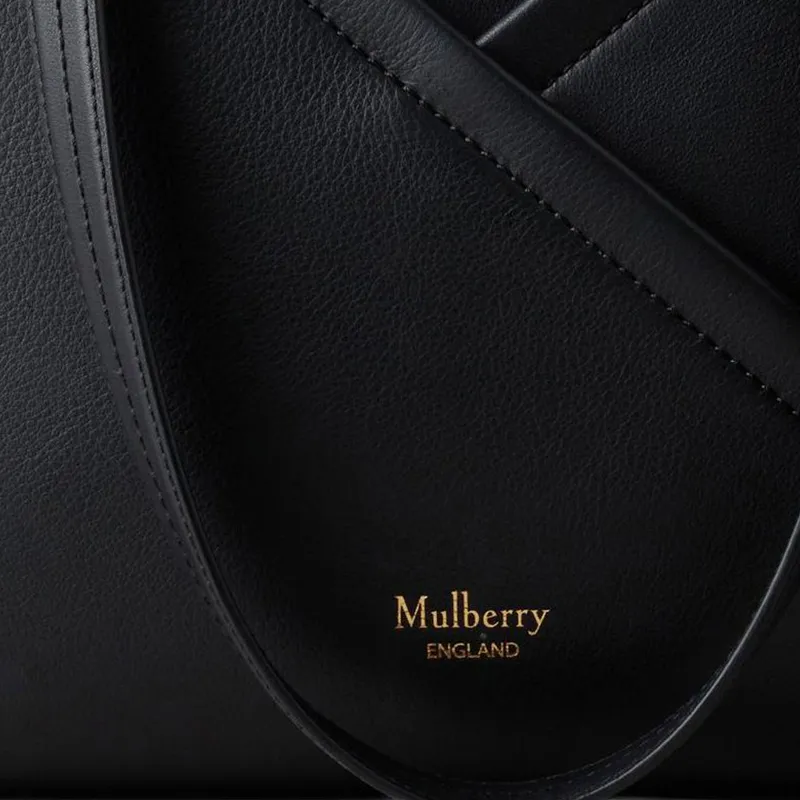 Mulberry Cow Leather Tote Bag, Shopping Bag, Shoulder Bag, Handbag Women's Black-4