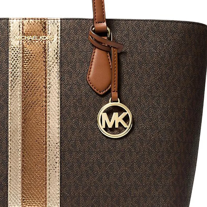MICHAEL KORS Coated Canvas Tote Bag, Shopping Bag, Shoulder Bag, Handbag Large Size Women's Brown-3