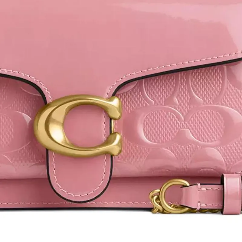 COACH Tabby Patent Leather Crossbody One Shoulder Clutch Small Size Women's Pink-2