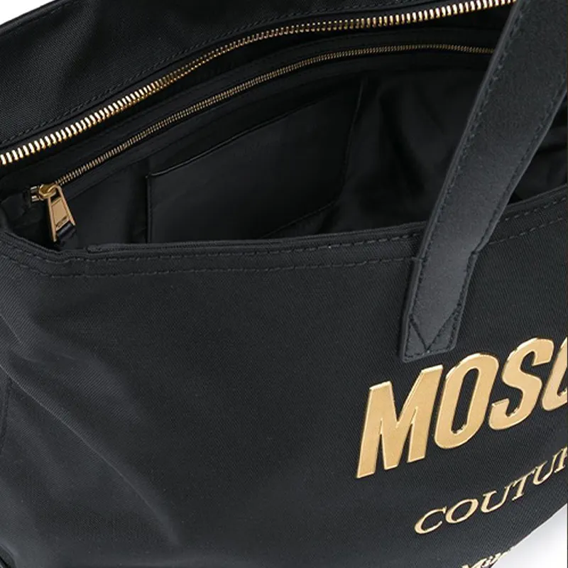 MOSCHINO Nylon Fabric Tote Bag, Shoulder Bag, Handbag Women's Black-3