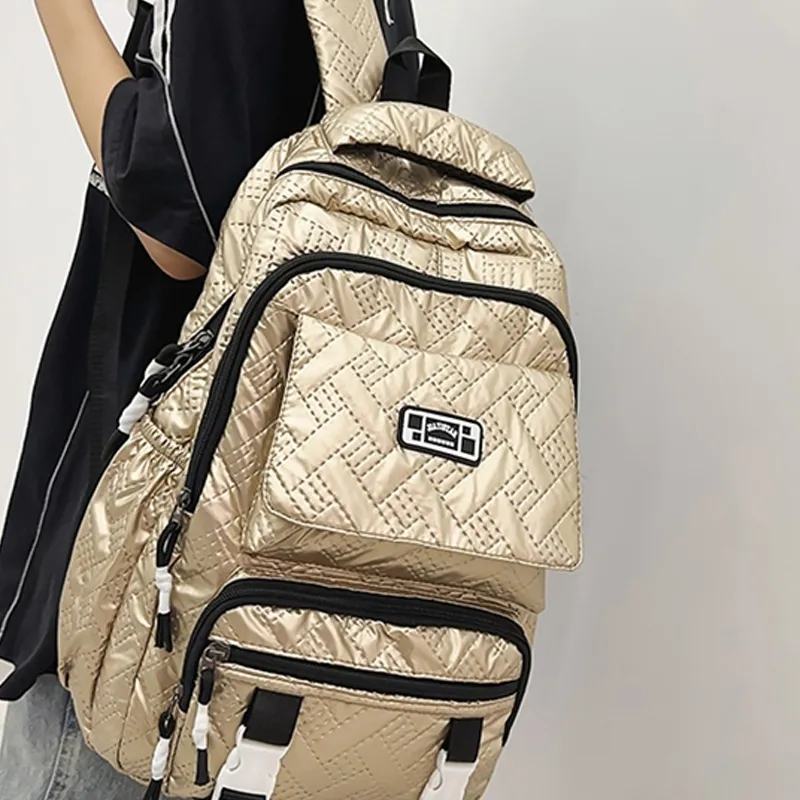 H YXIANG Pearlescent Release Film Embossed Backpack Unisex Multicolor-4