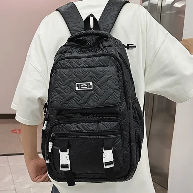 H YXIANG Pearlescent Release Film Embossed Backpack Unisex Multicolor-2