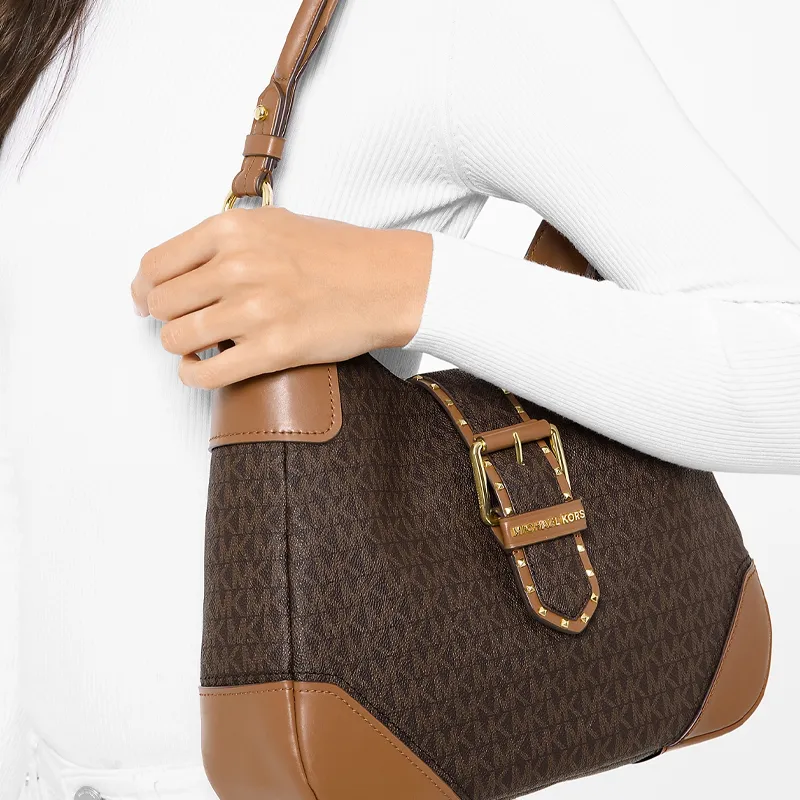 MICHAEL KORS Lillian Polyester Shoulder Bag Medium Size Women's Acorn Brown-4
