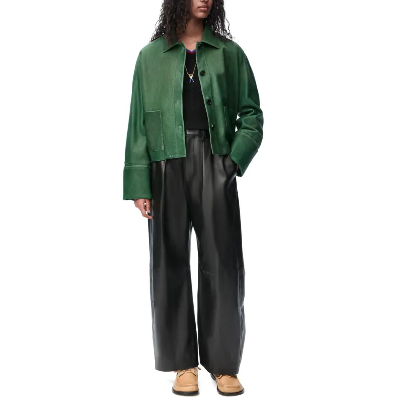LOEWE Leather Jacket Women's Green-1