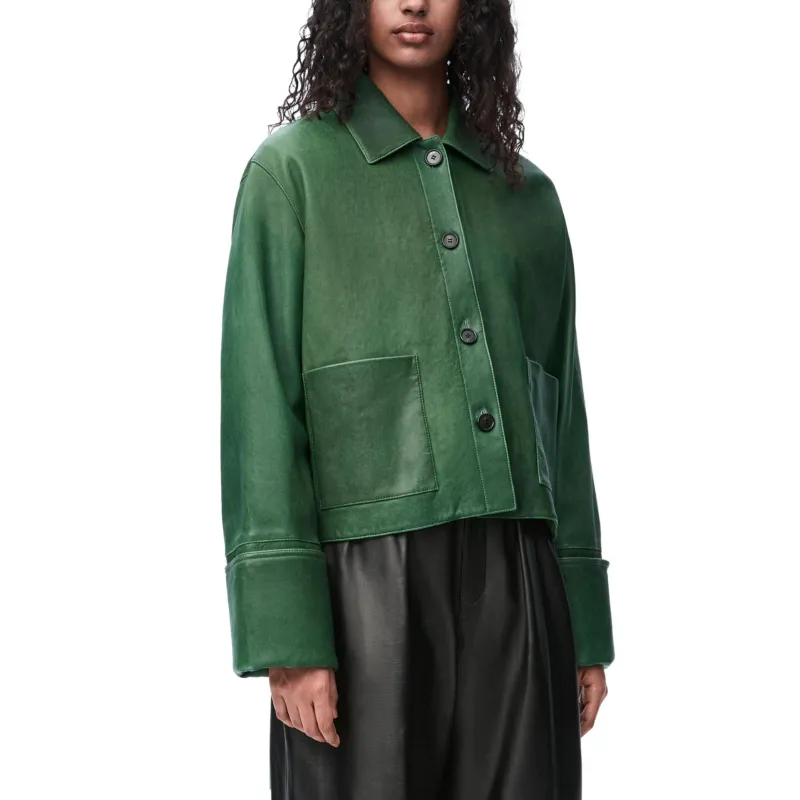 LOEWE Leather Jacket Women's Green-2