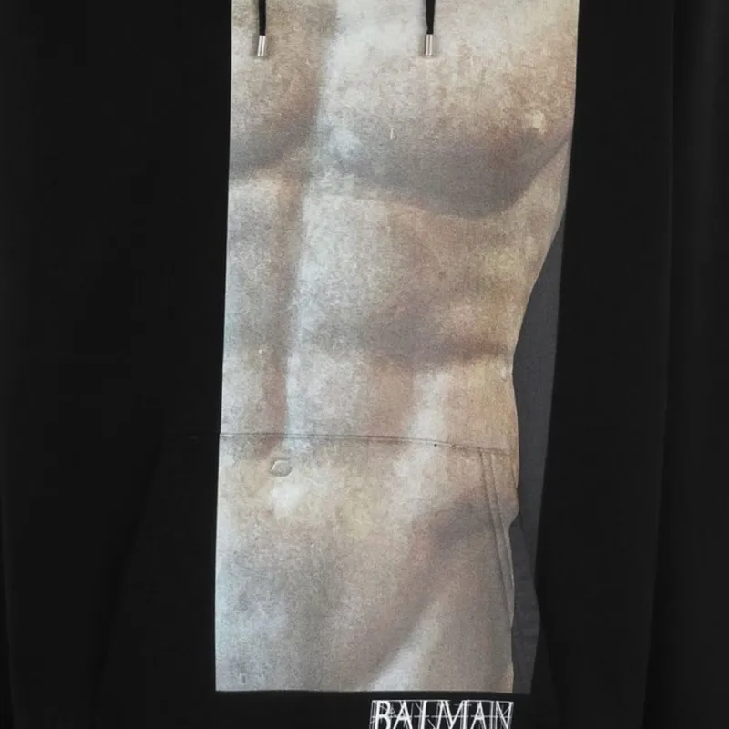 BALMAIN Graphic Printed Drawstring Hoodie-5