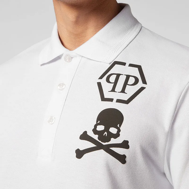 PHILIPP PLEIN Logo print Long sleeved Polo Shirt-4