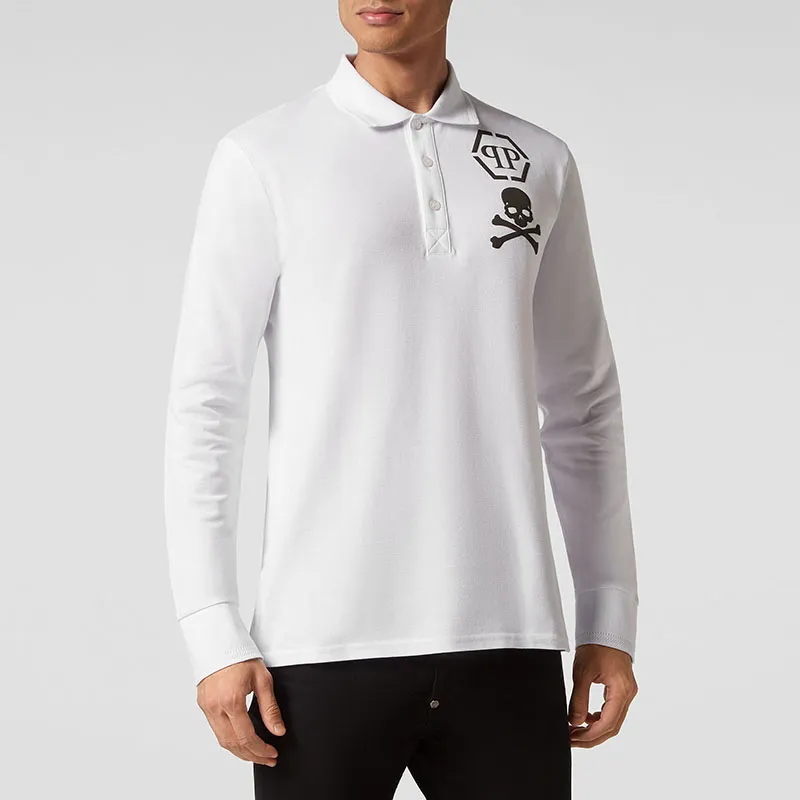 PHILIPP PLEIN Logo print Long sleeved Polo Shirt-2