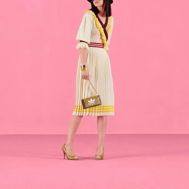 GUCCI Long Sleeved Dress Women's Beige-1