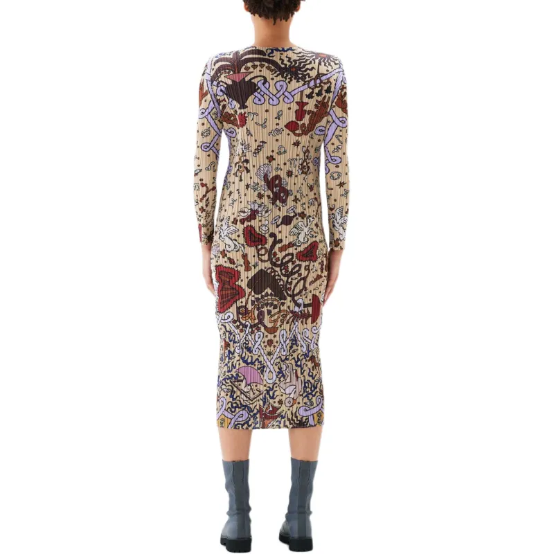 PLEATS PLEASE ISSEY MIYAKE Long Sleeved Dress Women's Brown-2