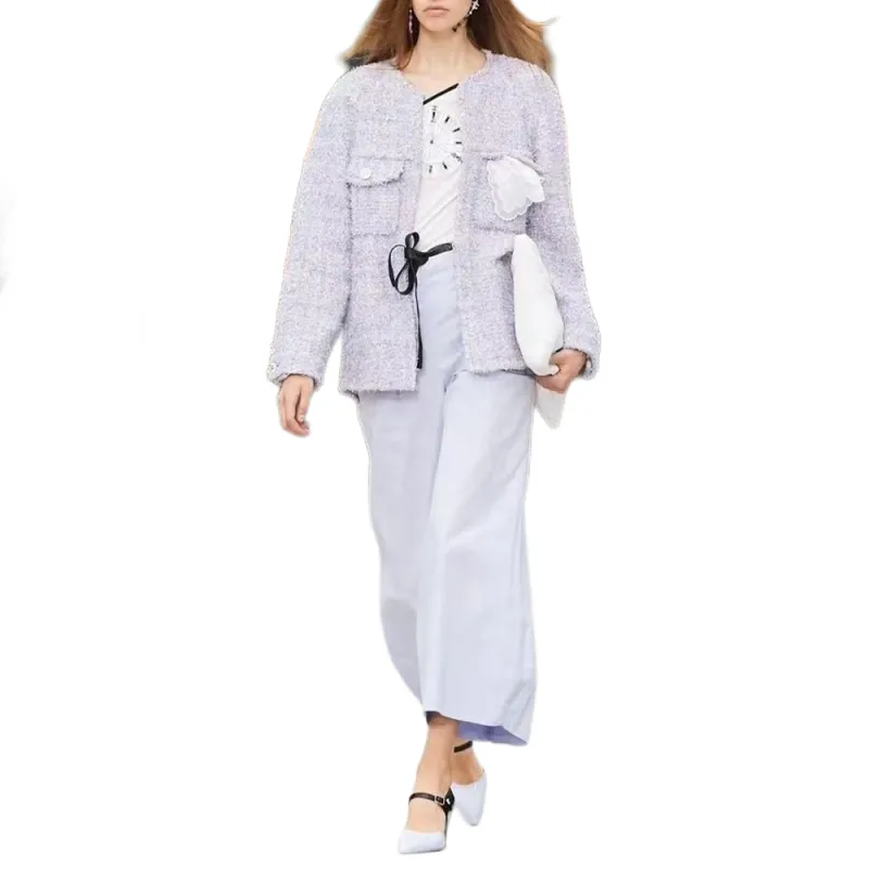 CHANEL Jackets Coats Women's Purple-1