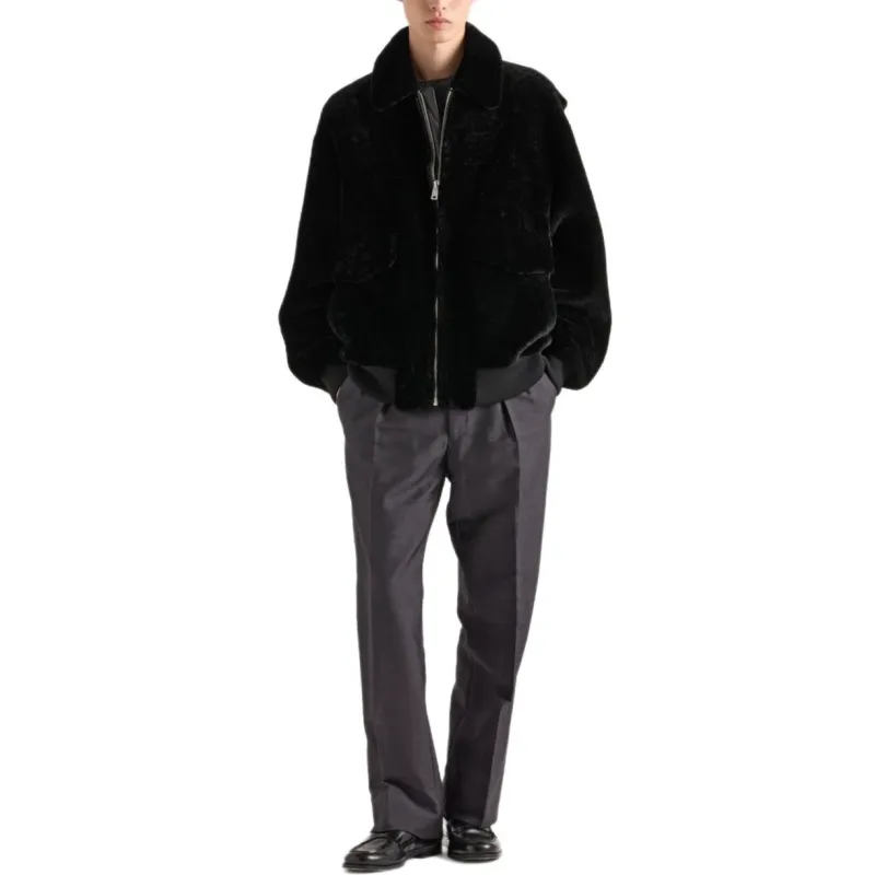 PRADA SS25 Leather Jacket Men's Black-1