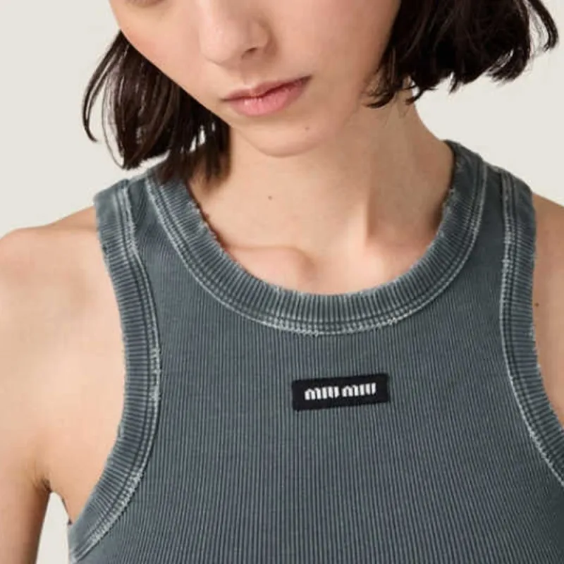 MIU MIU Sleeveless Ribbed Tank Top-4