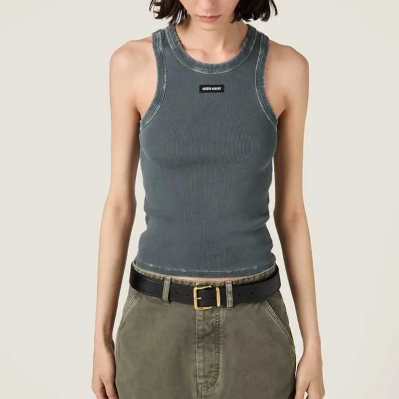 MIU MIU Sleeveless Ribbed Tank Top-1
