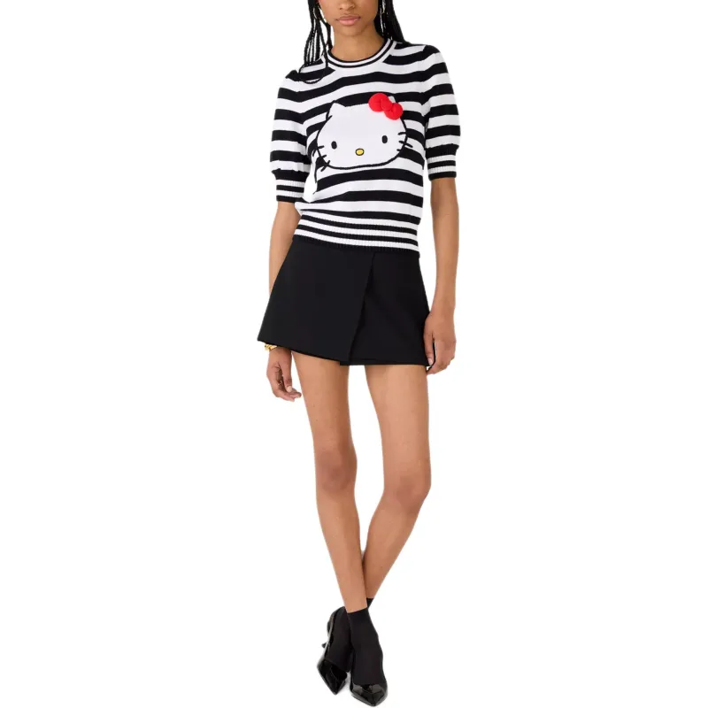 Kate Spade x Hello Kitty T-Shirt Women's Black White-3