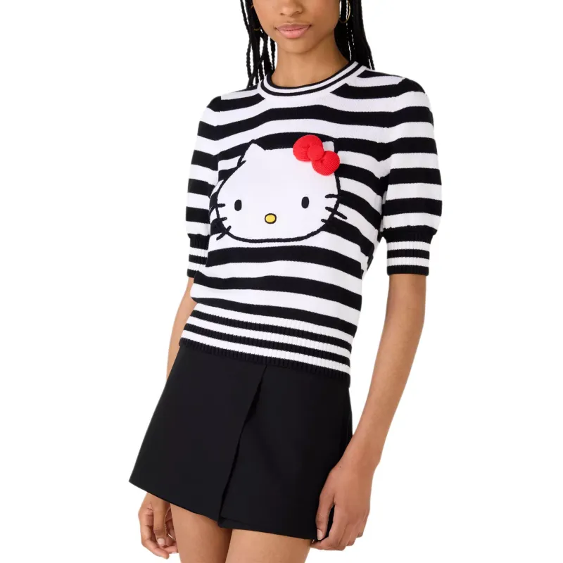 Kate Spade x Hello Kitty T-Shirt Women's Black White-2