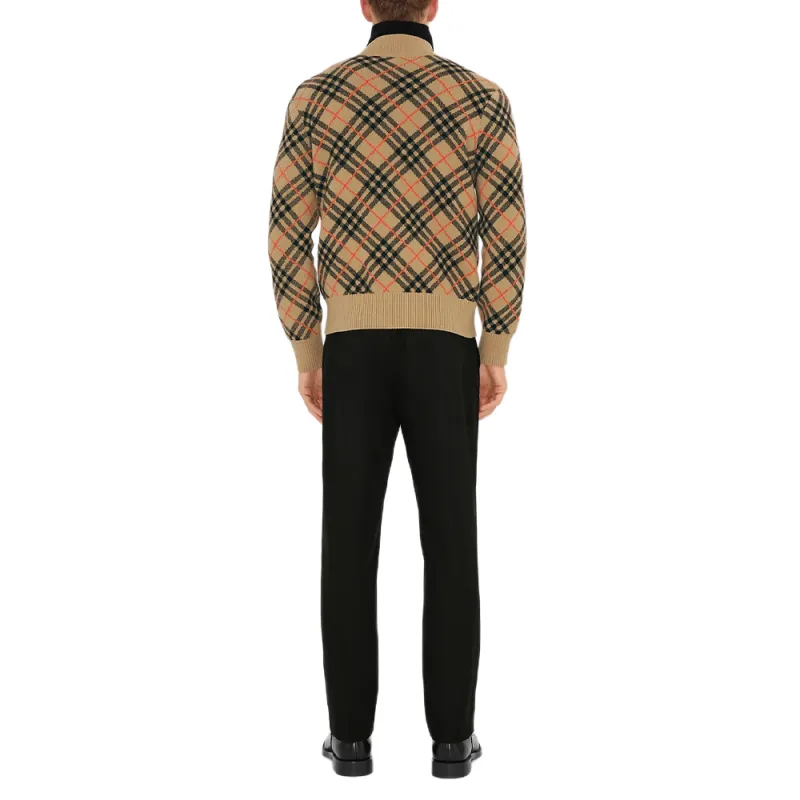 Burberry Checked Knitted Zip Up Cardigan-3