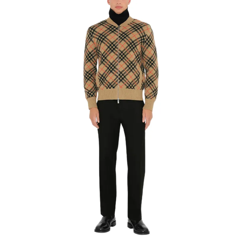 Burberry Checked Knitted Zip Up Cardigan-2