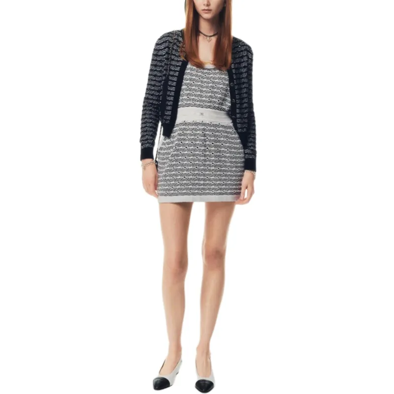 CHANEL 25P Sleeveless Dress Women's Black White-1