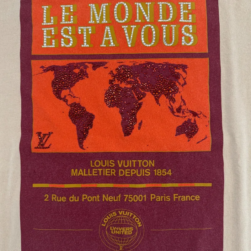 LOUIS VUITTON Embellished Graphic Cotton T Shirt-4