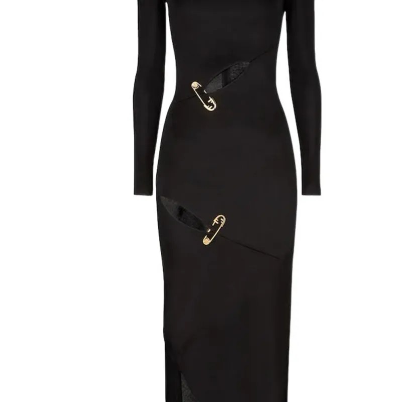 Versace X FENDI X VERSACE Long-Sleeved Dresses Women's Black-4