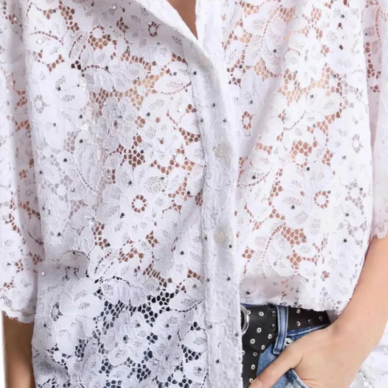 MICHAEL KORS Studded Lace Shirt-4