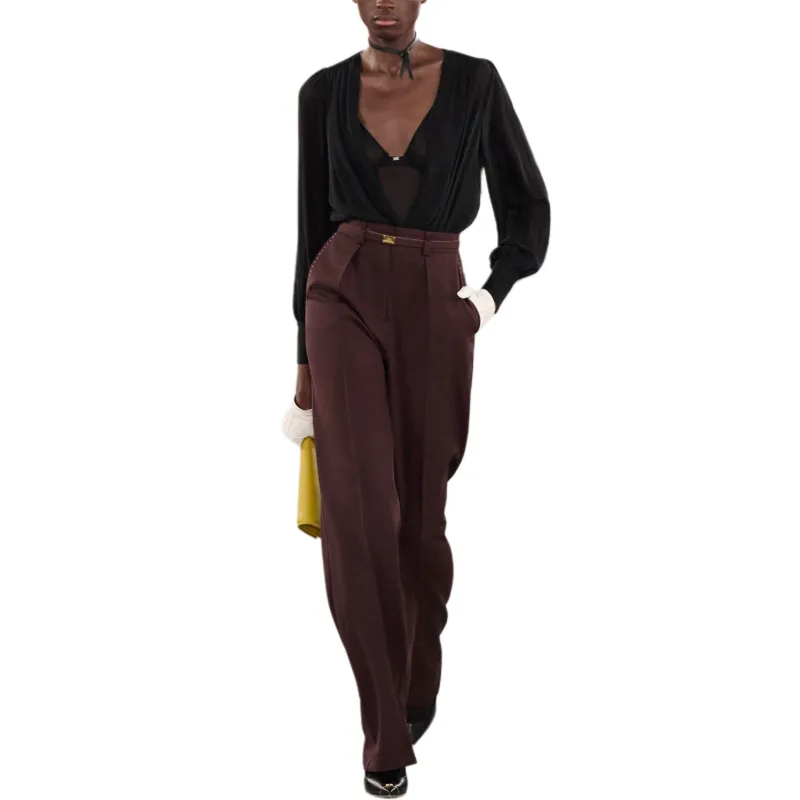 Elisabetta Franchi Contrast Topstitched Cool Trousers-1
