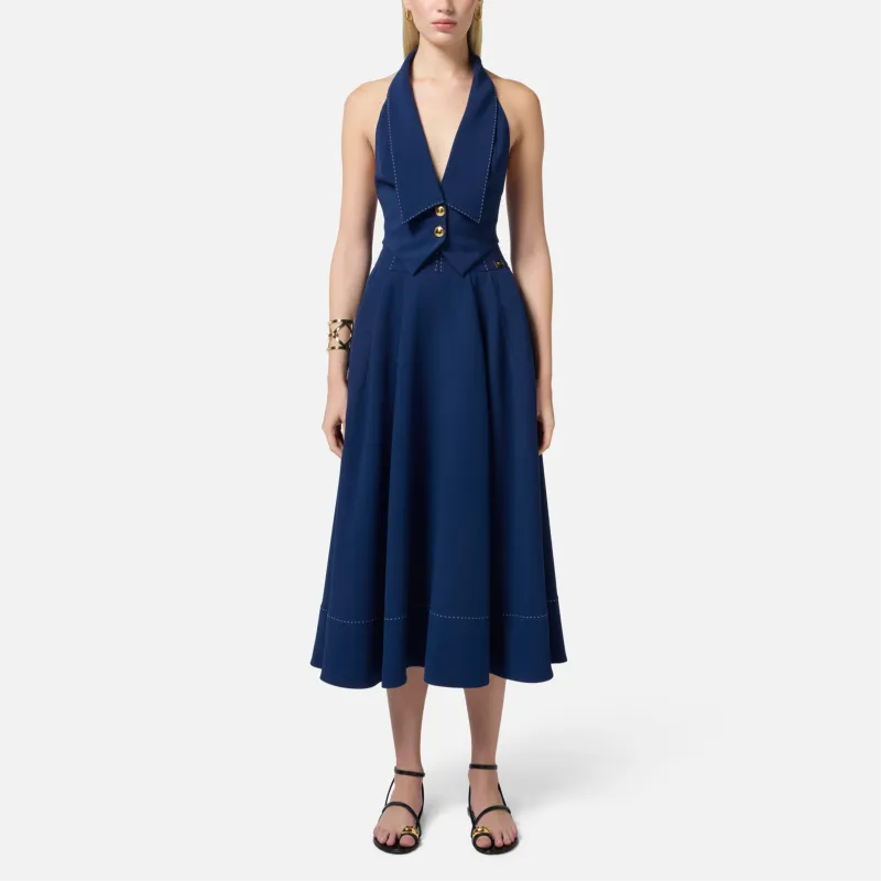 Elisabetta Franchi Contrast Topstitched Crêpe Waistcoat-1