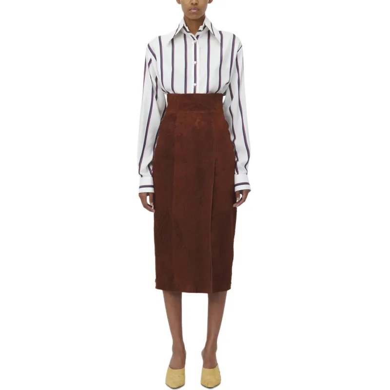 Alexander McQueen High Waist Front Slit Midi Skirt-1