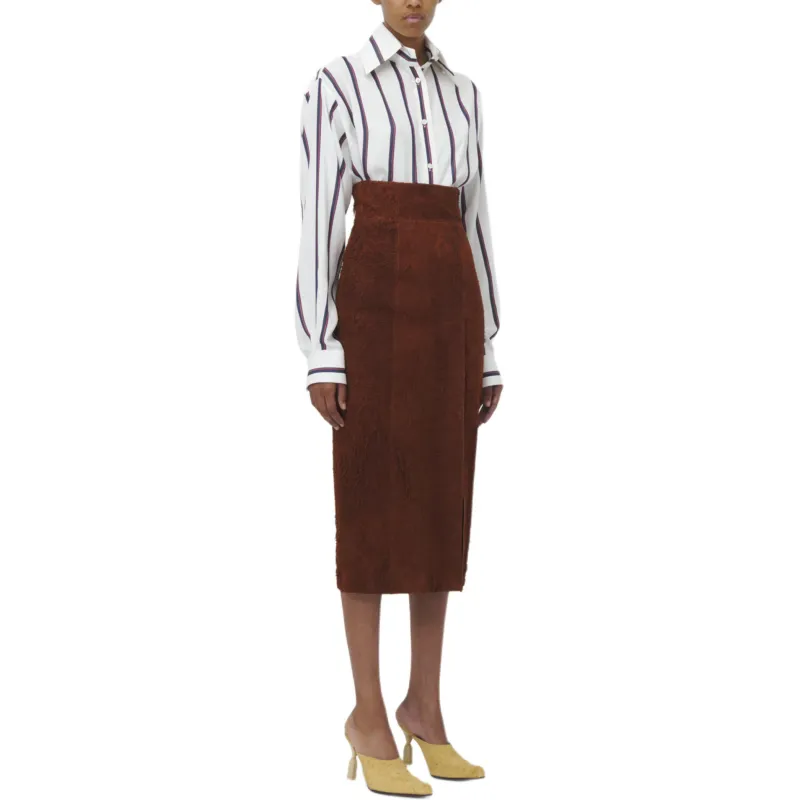 Alexander McQueen High Waist Front Slit Midi Skirt-3