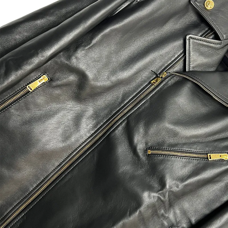 FANSIZHE FW24 Leather Jacket Men's Black-2