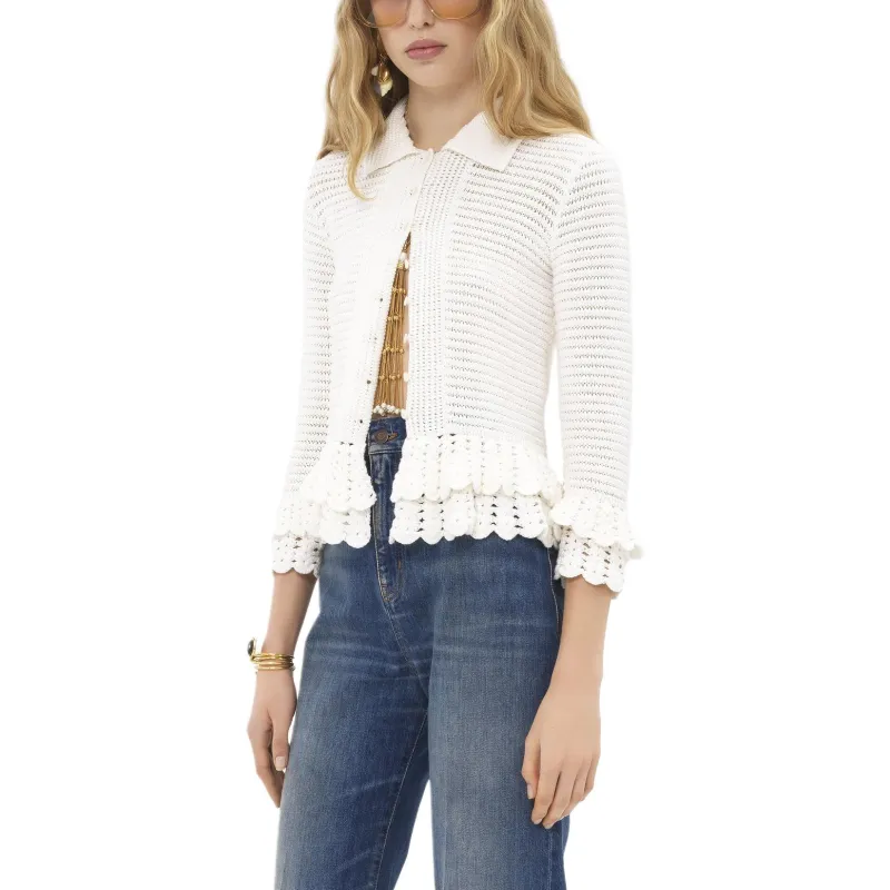 Chloé Ruffled hem Crochet Cardigan-2