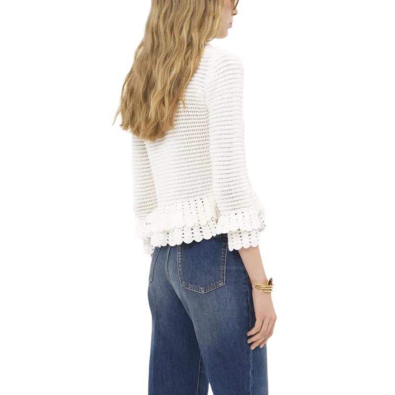 Chloé Ruffled hem Crochet Cardigan-3