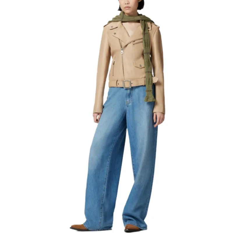 PINKO Zip Up Belted Biker Jacket-4