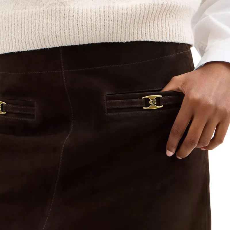 COACH Heritage Casual Short Skirts Women's Brown-3