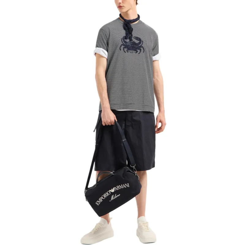 EMPORIO ARMANI Asv Milleraies Jersey T shirt With Seaside Embroidery-2