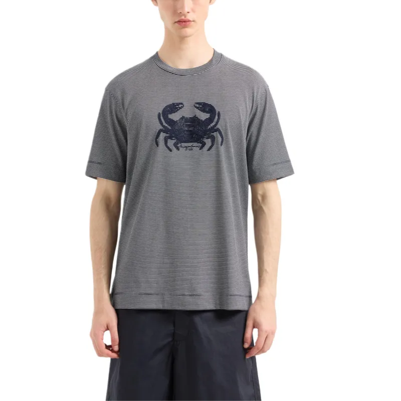 EMPORIO ARMANI Asv Milleraies Jersey T shirt With Seaside Embroidery-1
