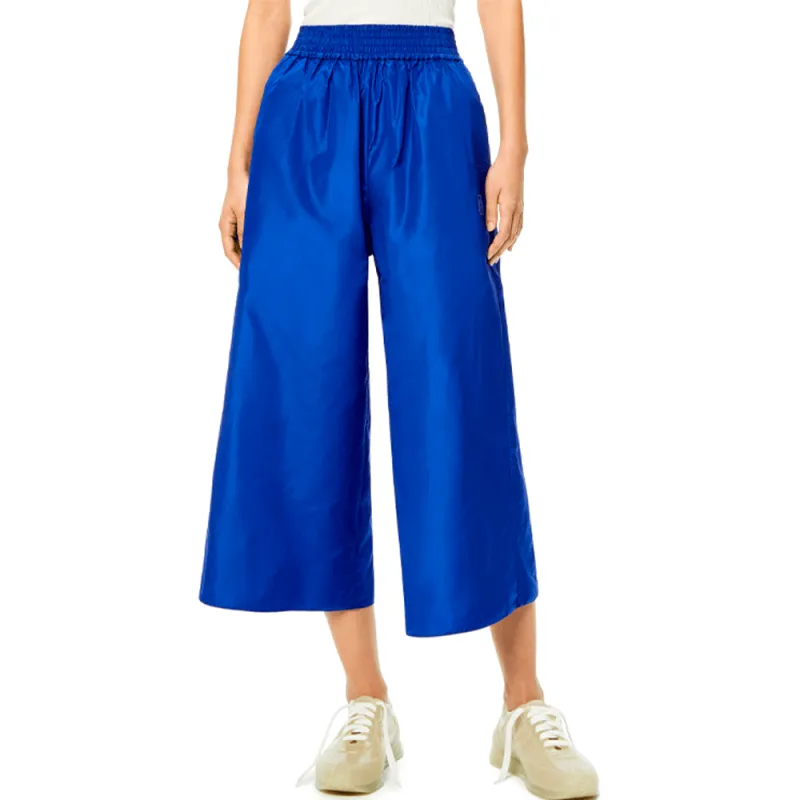 LOEWE Cropped Silk Tracksuit Trousers Blue Klein-2