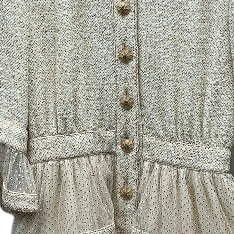 CHANEL Long Sleeved Dress Women's White-4