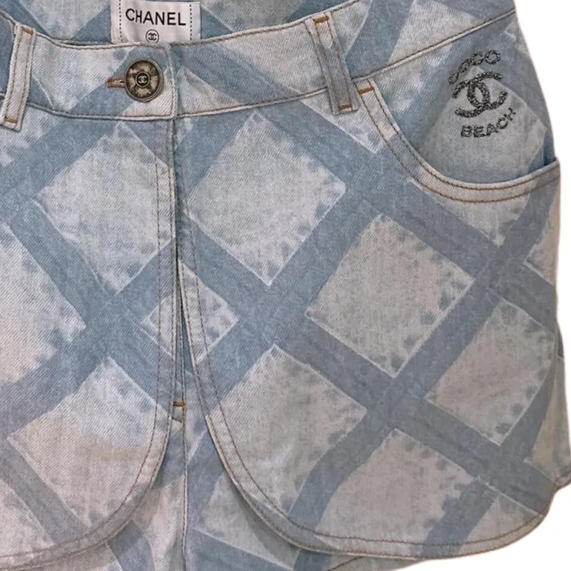 CHANEL Denim Shorts Women's Blue-2