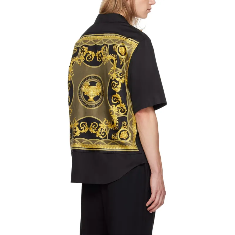 VERSACE Barocco Printed Short Sleeved Poplin Shirt-4