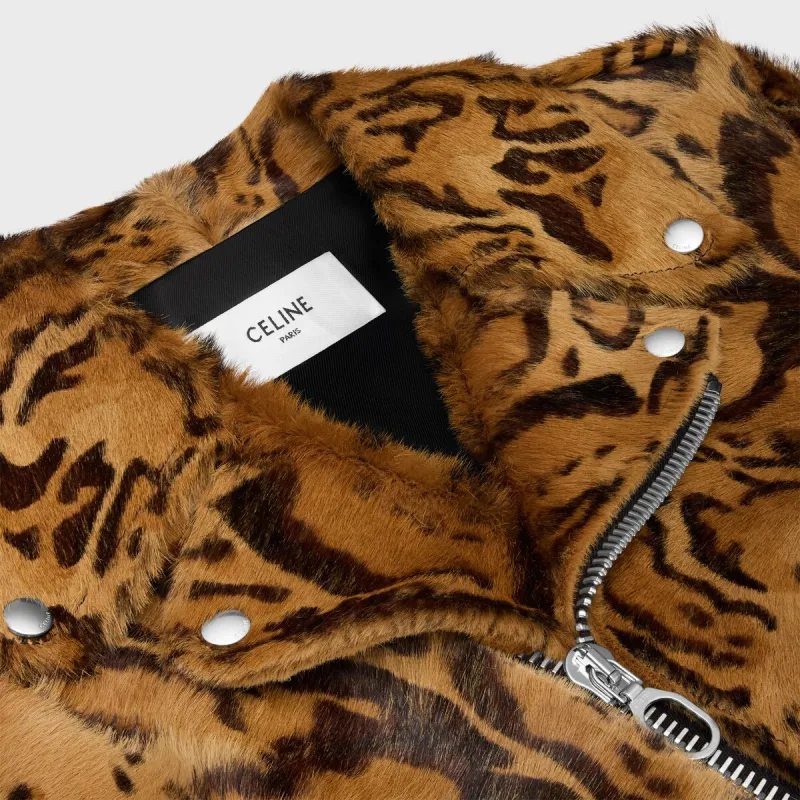 CELINE Leather Jacket Women's Brown-2