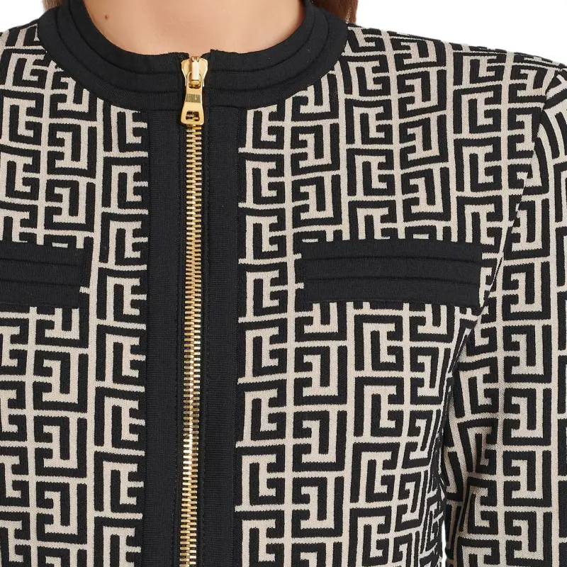 BALMAIN Monogram-pattern Cropped Jacket-4
