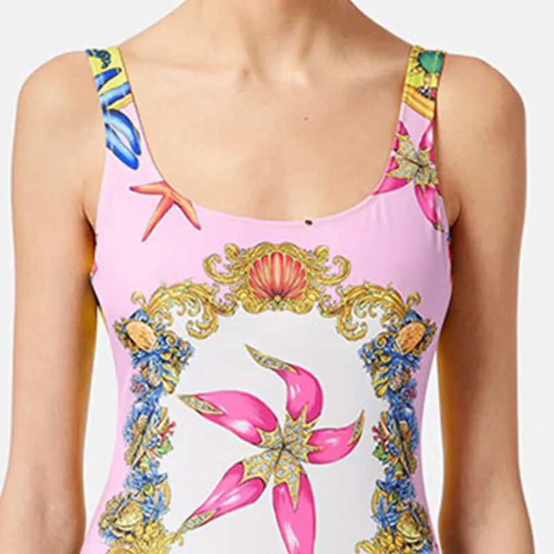 VERSACE Trésor De La Mer Print Swimsuit 'Light Blue/Multicolor'-4
