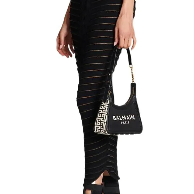 BALMAIN Cut out Detail Knitted Long Dress-3