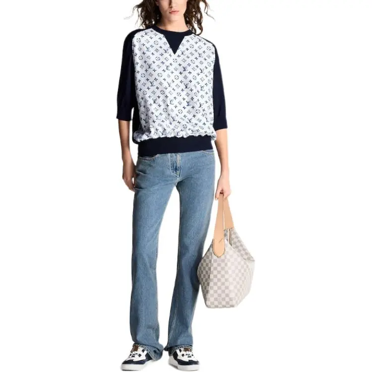 LOUIS VUITTON T Shirt Women's White Blue-1
