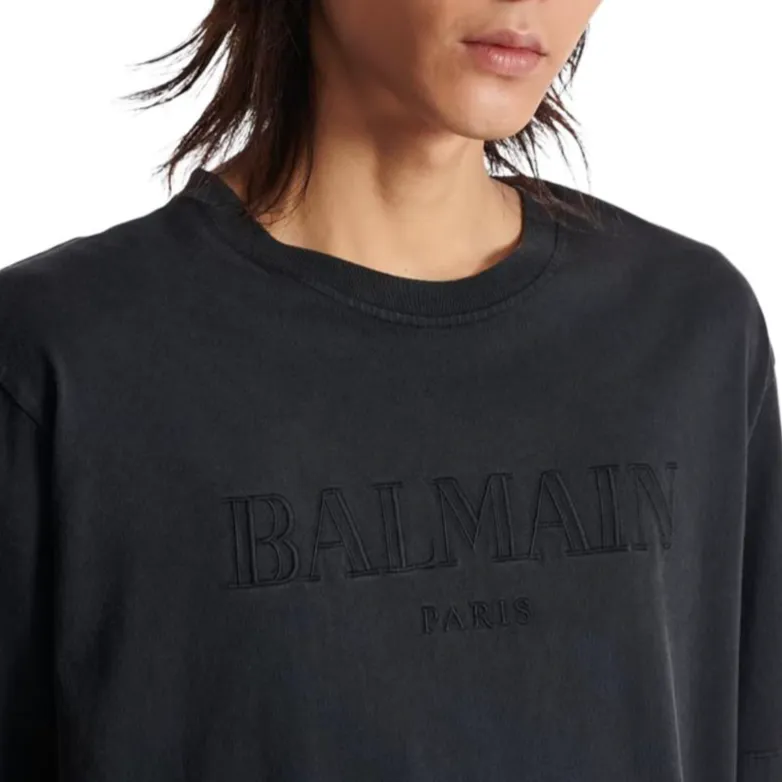 BALMAIN Logo embroidered T shirt-6