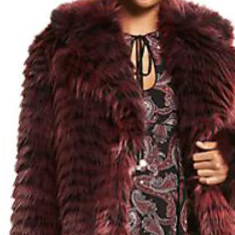 MICHAEL KORS Tiger Print Faux Fur Coat Coats Women's Red-3